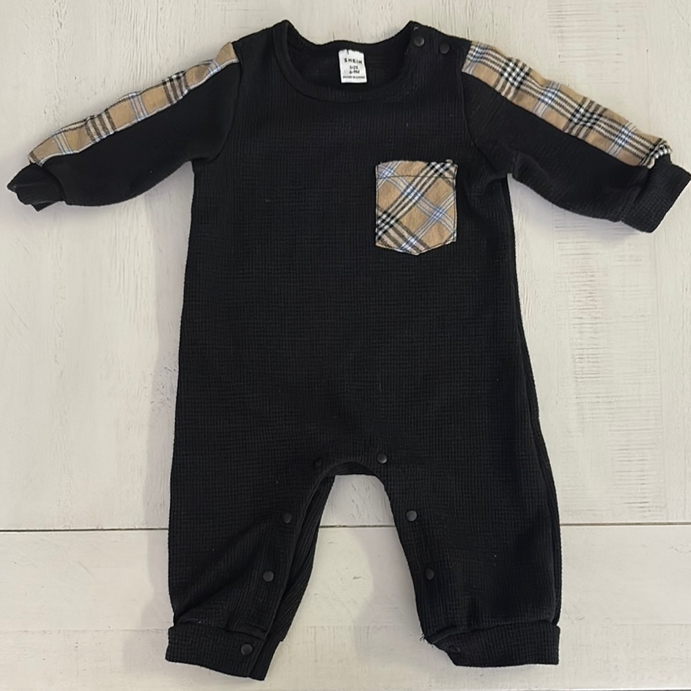 SHEIN Black One Piece with Plaid Details